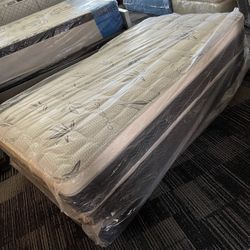 Twin Size Pillow Top Mattress With Box Spring 