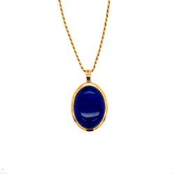 14k Gold Lapis Lazuli Pendant Necklace 