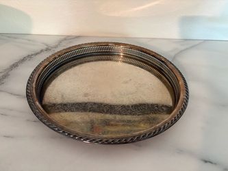 Vintage Silverplate Round Tray Pierced Rim