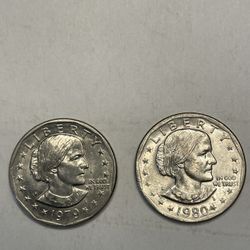 Susan B. Anthony Dollars 1979D & 1980S
