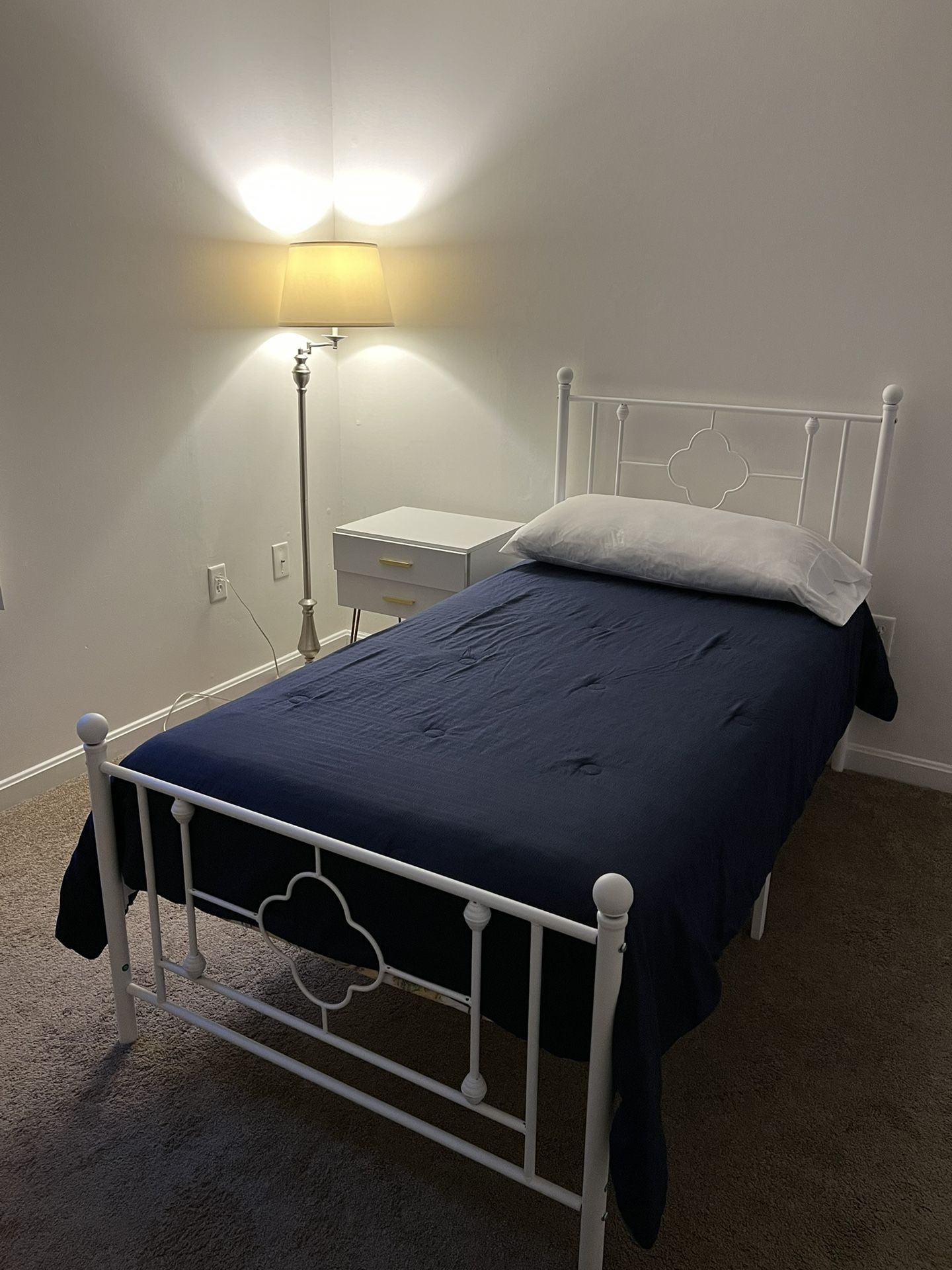 Twin size bed frame with mattress