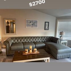 COSTCO Genuine Top Grain Leather Sectional Couch 