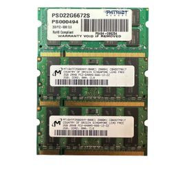 6GB DDR2 Laptop RAM — 2x 2GB Micron + 2GB Patriot