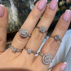 10K 14K 18K Platinum Natural Diamonds Promise Engagement Wedding Ring (Sets Are Available As Well)