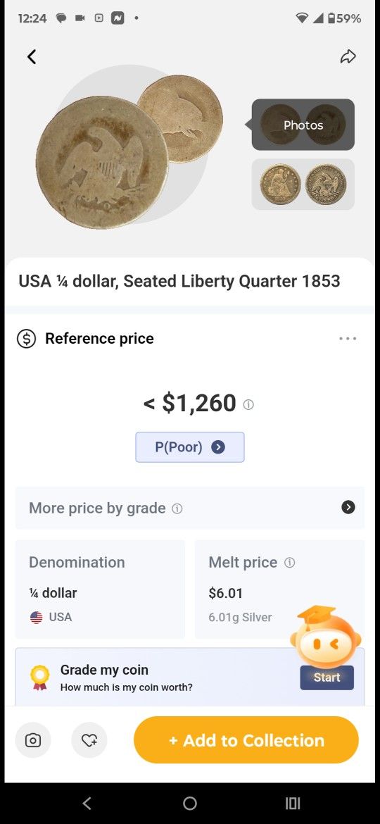 1853 Seated Liberty Quarter Dollar