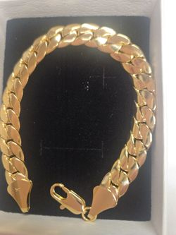 14 K Stamped Gold Filled Cuban Bracelet 8" 10mm