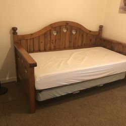 Twin Oak Bed Frame With Hearts-  Frame Only