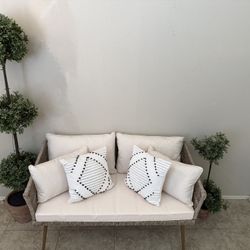 Pottery Barn Wicker Rattan Loveseat
