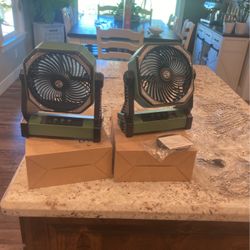 2 Brand New Battery Fan D10 Model Cordless Charger 