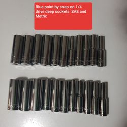 Blue point by snap-on 1/4 drive 6 point deep socket sets Metric and SAE- Read Full Description