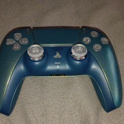 Customized Chroma Teal Ps5 Controller W Clicky Buttons, LED lights, TMR Sticks 