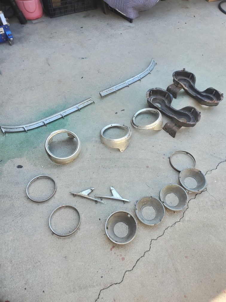 61 Chevy Impala Parts Headlight Bezels Buckets And Rear Scallops For 2dr Bubble Top Light Bezels