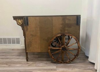 Rustic wooden candy cart