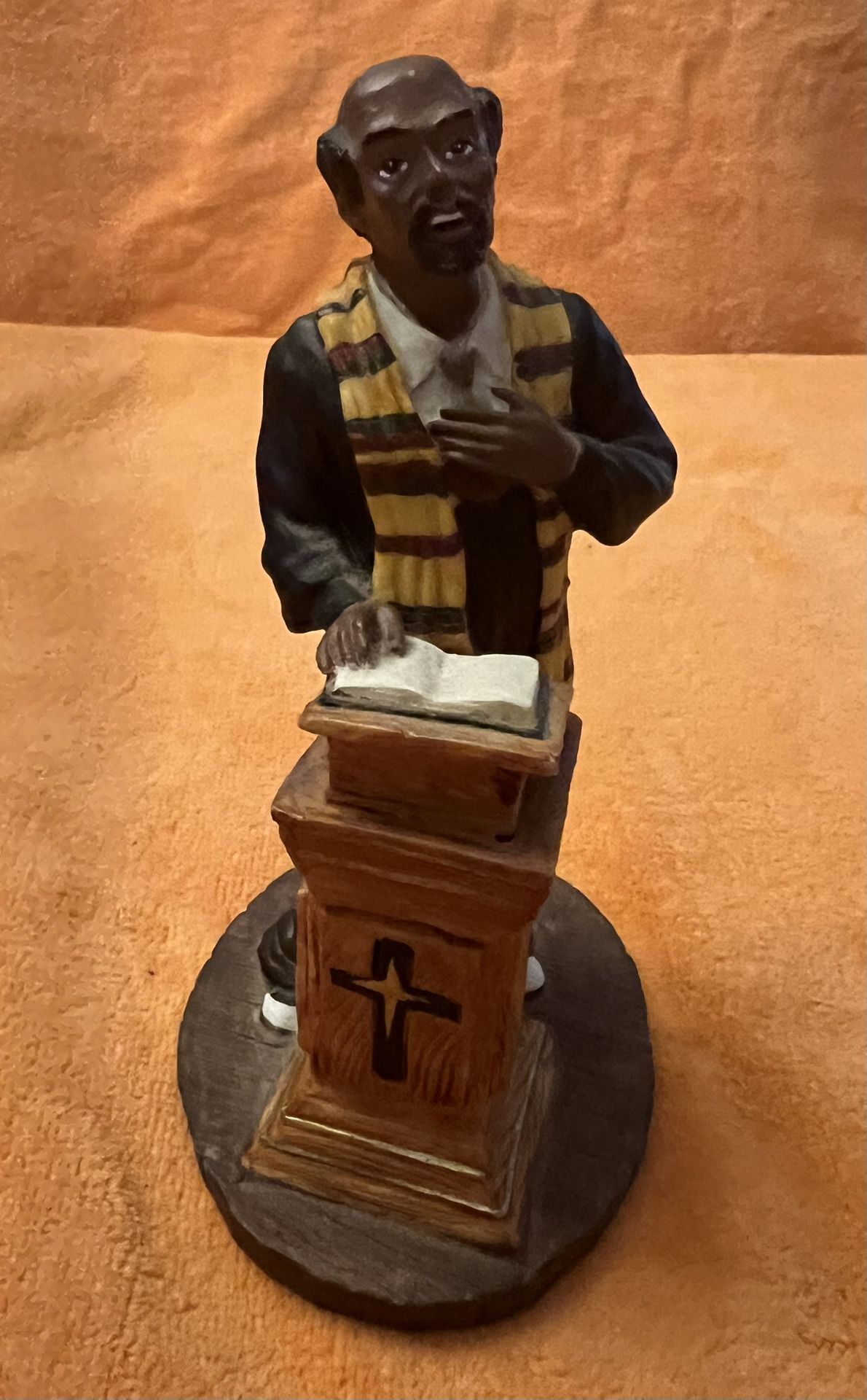 ceramic Black Art African American Preacher Male At Podium Statue/figurine about 4”