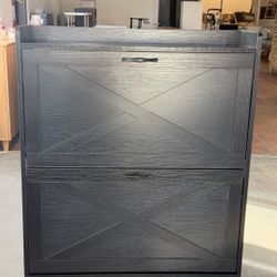 🔥Shoe Storage Cabinet with 2 Flip Drawers, Freestanding Organizer with Metal Legs for Entryway, Narrow Shoe Rack Cabinet, Black  💰89$