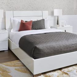 King Size Bed with 2 Nightstands (Imported From Italy) plus Beautyrest King Size Pillow Top Mattress - Black K-Class 15.75"