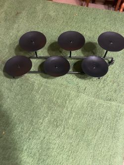 **Vintage-Style 6-Candle Metal Candle Holder – 16” Wide **