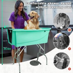 Dog Washing Station, Portable Dog Grooming Tub, Dog Bathing Station,Anti-Slip Design,Foldable Base Pet Wash Station for Washing & Grooming Medium and