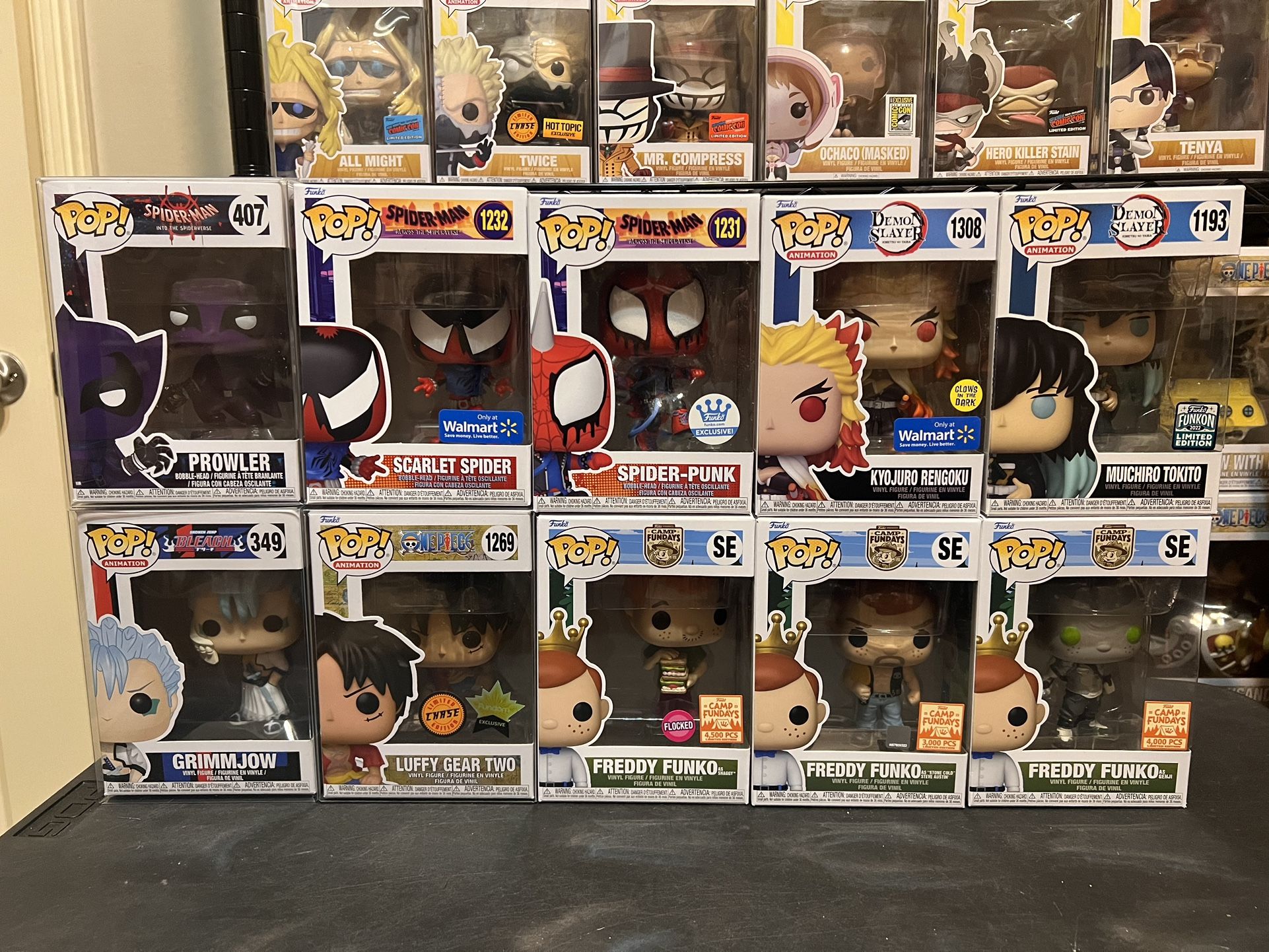 Funko Pops For Sale Demon Slayer One Piece Spider man Spiderverse Freddy Funko