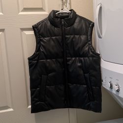 Leather Puffer Vest 