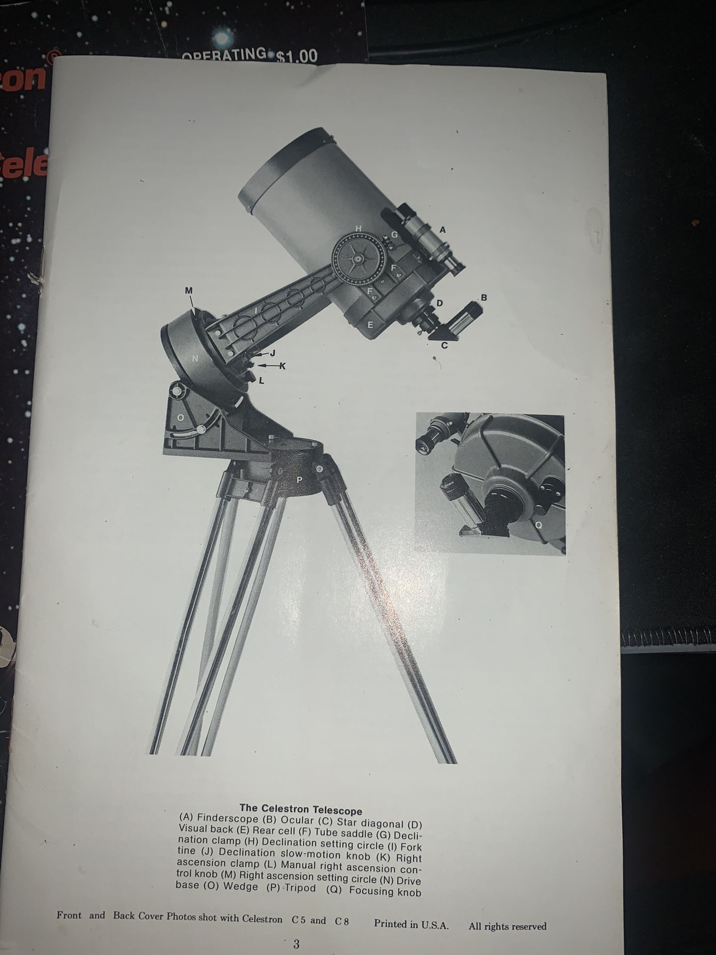 Vintage Celestron C8 Telescope Black Tube With Accessories Extra Lenses