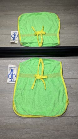 New Vintage 1970s Kids / Toddlers Green & Yellow Terry Cloth Ripped Shirt