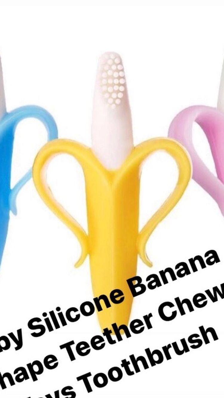 Baby Silicone Banana Shape Teether Chew Toys Toothbrush