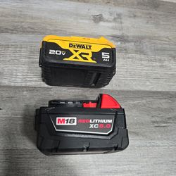 MILWAUKEE M18 XC5.0 $59 DEWALT 20V XR 5AH $55