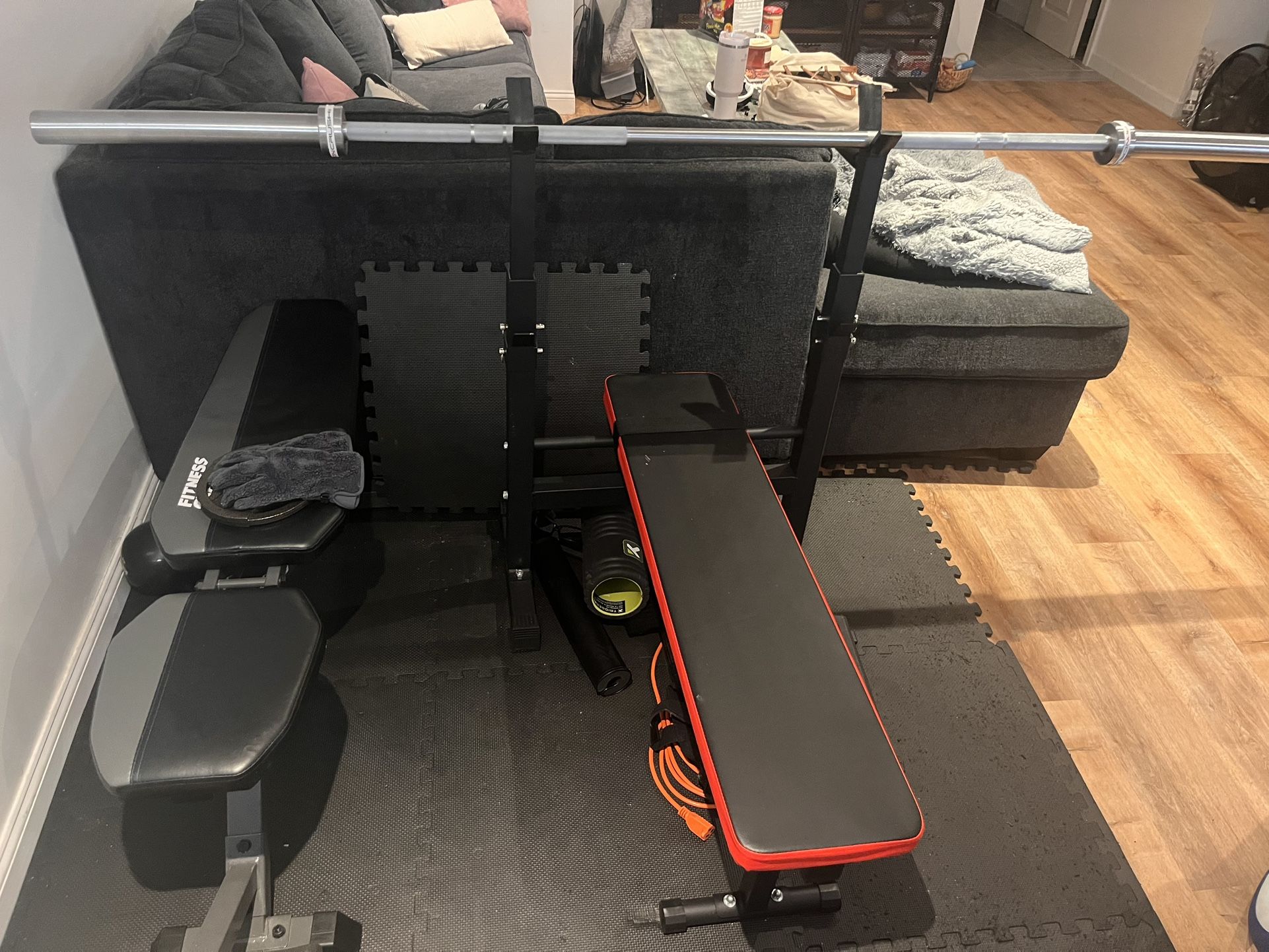 Weight bench with Olympic bar