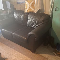 Leather loveseat