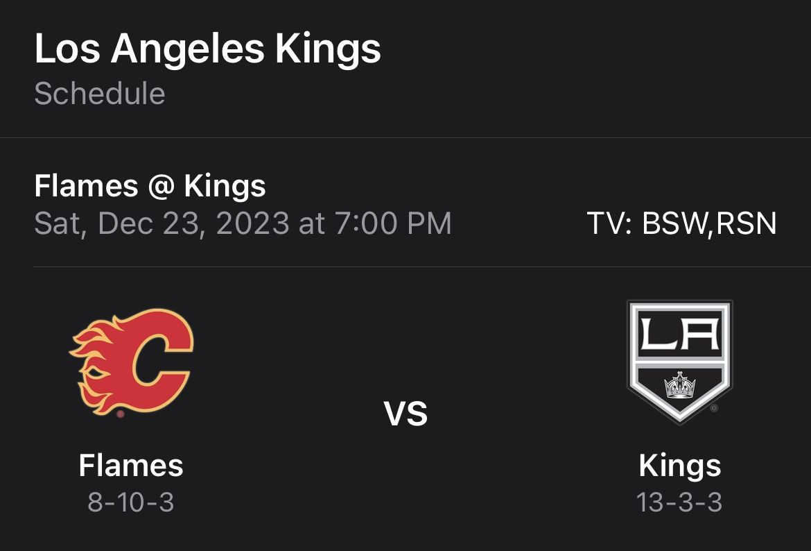 LA Kings Hockey Vs. Calgary Flames @ crypto December 23
