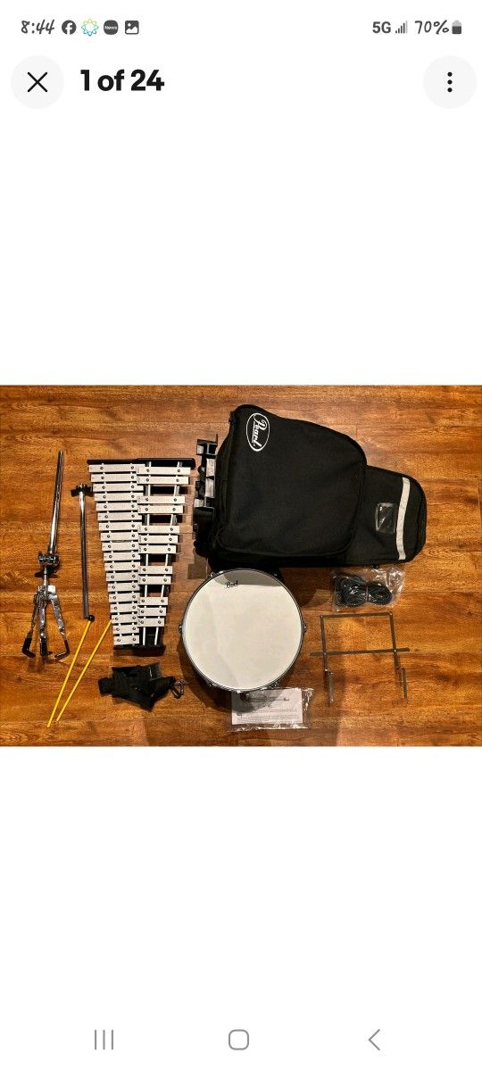 Set of Pearl Xylophone 30 Key + Pearl Steel Shell SS Snare Drum 13" x 5" + Case