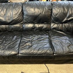 Black Leather 3-Piece Sofa / Couch, Loveseat, Chair Set