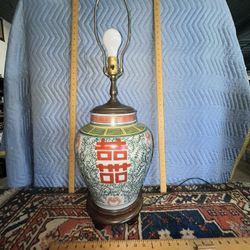 Large Vintage Famille Rose Porcelain Lamp