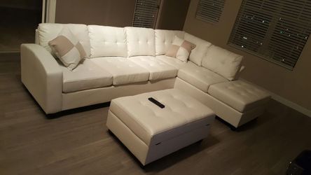 new In boxes white leather sectional