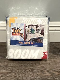 NEW - Disney Toy Story 4 Full Sheet Set. Includes Fitted Sheet, Flat Sheet, & 2 Standard Pillowcases