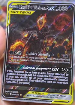Ghost Rider & Umbreon GX Custom Pokémon Card – Holo Tag Team