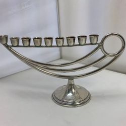 Vintage Antique 925 Sterling Silver Lamp Shaped Menorah
