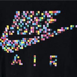RARE Men's Black RAINBOW PIXEL NIKE AIR T-Shirt Size 2XL 2X XXL