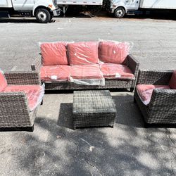 New Patio Furniture sets Outdoor Conversation Set,4pcs All Weather Wicker Sofa 