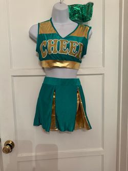 Cheerleader Costume Set Green and Gold