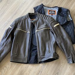 Bilt Brown Leather Motorcycle Jacket With Liner