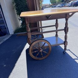 Vintage Wood Drop Leaf Butler Tea Bar Serving Cart/Trolley. 