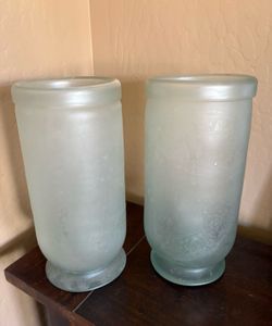 Beautiful Frosted Mexican Glass Candleholders