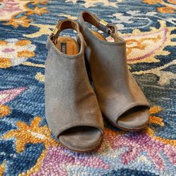 Taupe/Beige Alberto Fermani Suede Open Toe Sling back Shoe