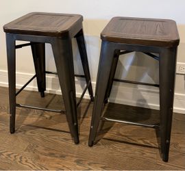 Counter height metal bar stools, set of 2