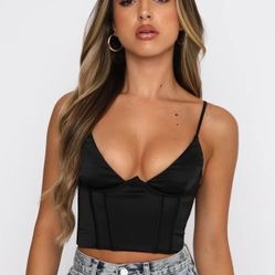 New with tags White Fox Black corset top Size M