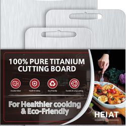 Titanium Cutting Board Set of 3, 100% Pure Titanium Cutting Boards for Kitchen, Non-Toxic, Double-Sided Chopping Boards for Raw & Cooked Food, Handles