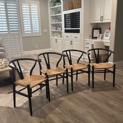 4 Solid Wood Weave Dining Chair Set (4 Chairs For Price Of 1)