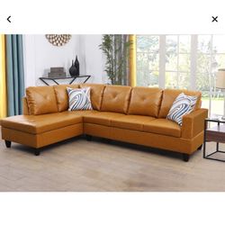 2 Piece Ginger Faux Leather Sofa 